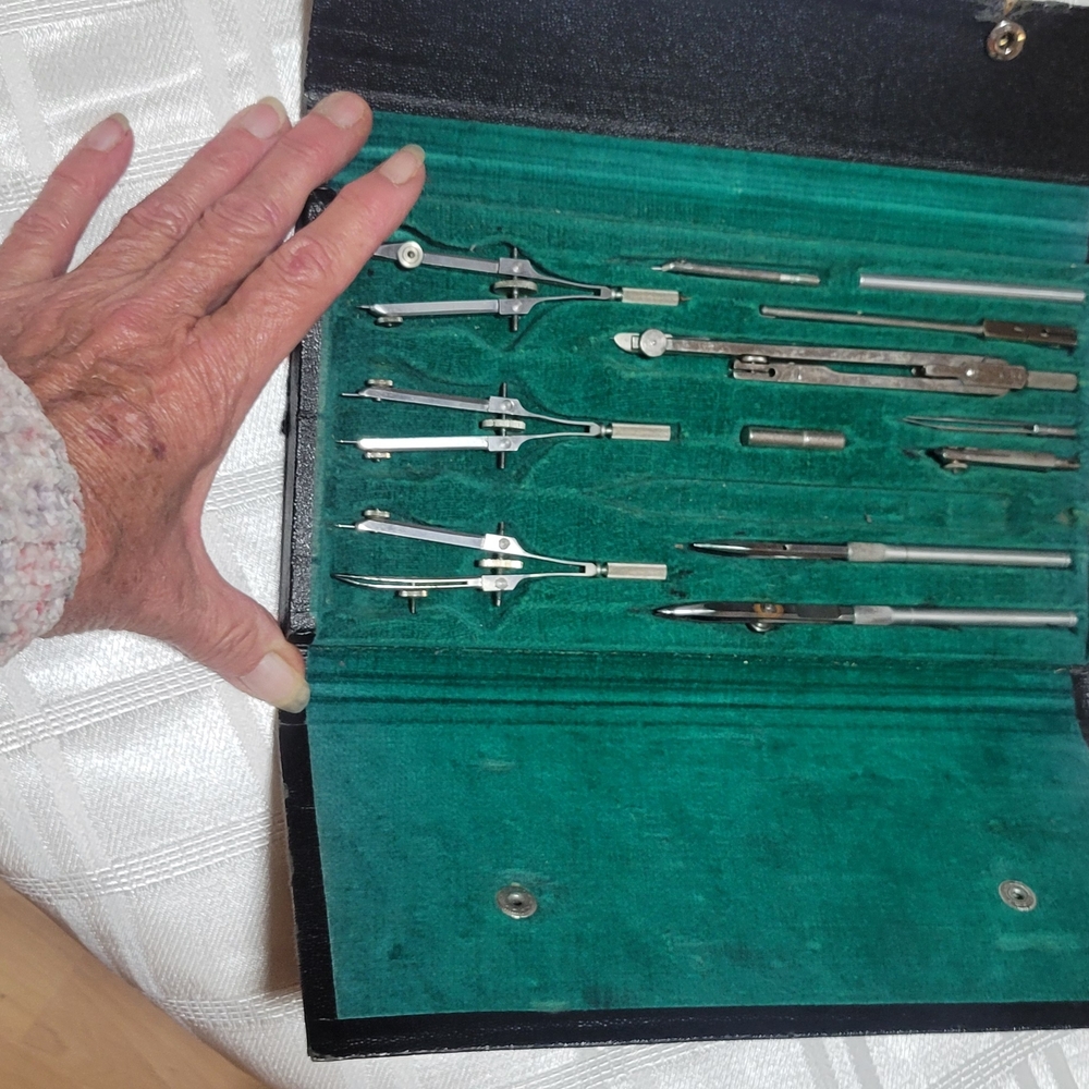 Antique German  Drafting Tool Set with Case